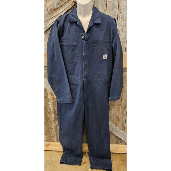 Work King Men's Unlined Coveralls size Large L Long Sleeve Zip Up navy - - Picture 2 of 9